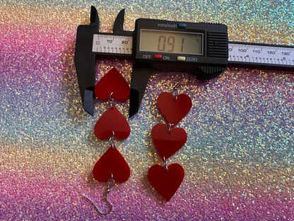 Heart Earrings: Laser Cut Acrylic Hearts, Love, Valentines Day, Anniversary, Sublimated, Best Gifts for Her/Him/Them