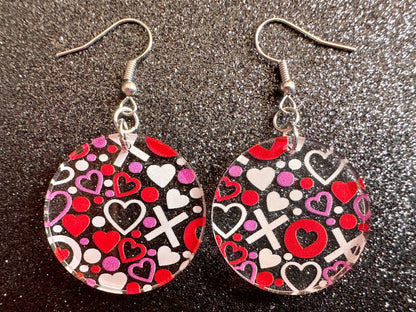 Heart Earrings: Laser Cut Acrylic XO Hearts, Love, Valentines Day, Anniversary, Marriage, Partner, Lover, Vday, Best Gifts for Her/Him/Them