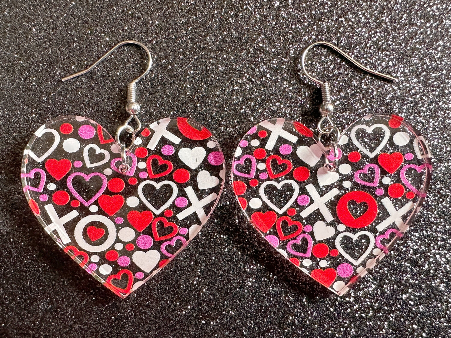 Heart Earrings: Laser Cut Acrylic XO Hearts, Love, Valentines Day, Anniversary, Marriage, Partner, Lover, Vday, Best Gifts for Her/Him/Them