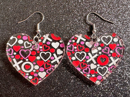 Heart Earrings: Laser Cut Acrylic XO Hearts, Love, Valentines Day, Anniversary, Marriage, Partner, Lover, Vday, Best Gifts for Her/Him/Them