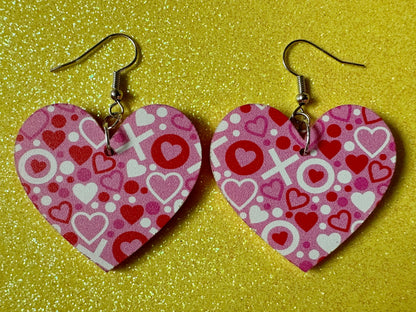 Heart Earrings: Laser Cut Acrylic XO Hearts, Love, Valentines Day, Anniversary, Marriage, Partner, Lover, Vday, Best Gifts for Her/Him/Them
