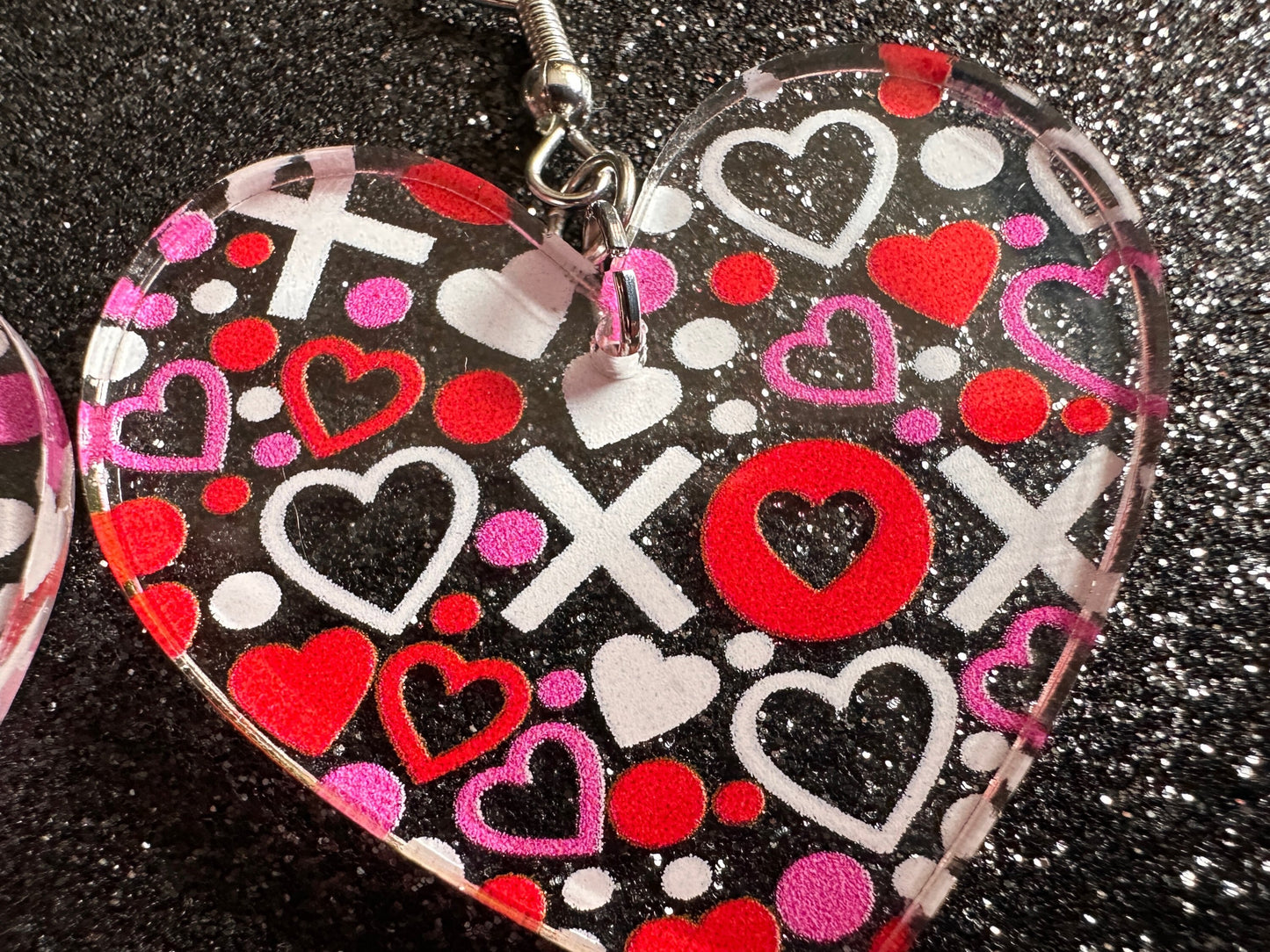 Heart Earrings: Laser Cut Acrylic XO Hearts, Love, Valentines Day, Anniversary, Marriage, Partner, Lover, Vday, Best Gifts for Her/Him/Them