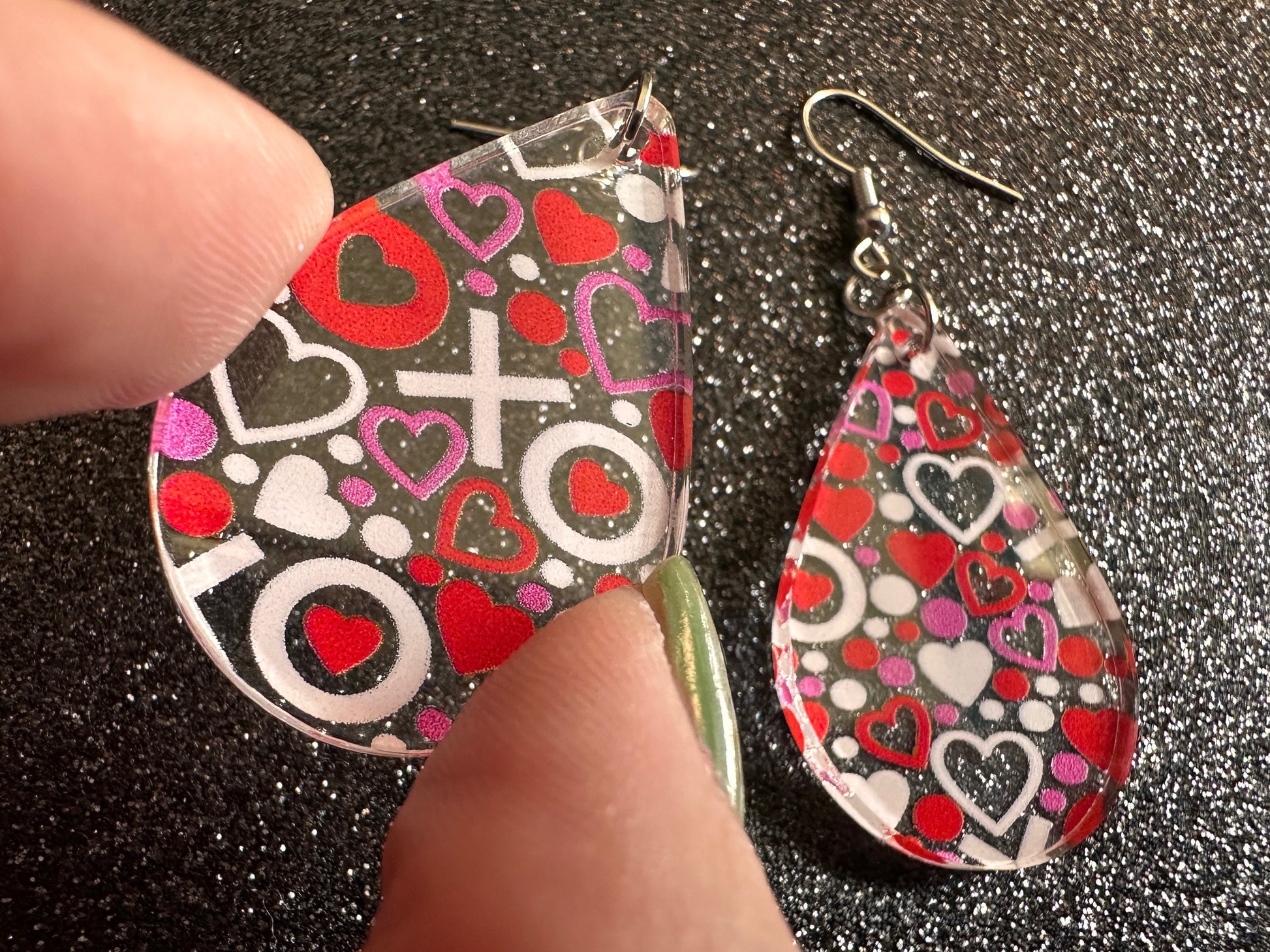 Heart Earrings: Laser Cut Acrylic XO Hearts, Love, Valentines Day, Anniversary, Marriage, Partner, Lover, Vday, Best Gifts for Her/Him/Them