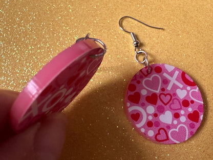Heart Earrings: Laser Cut Acrylic XO Hearts, Love, Valentines Day, Anniversary, Marriage, Partner, Lover, Vday, Best Gifts for Her/Him/Them