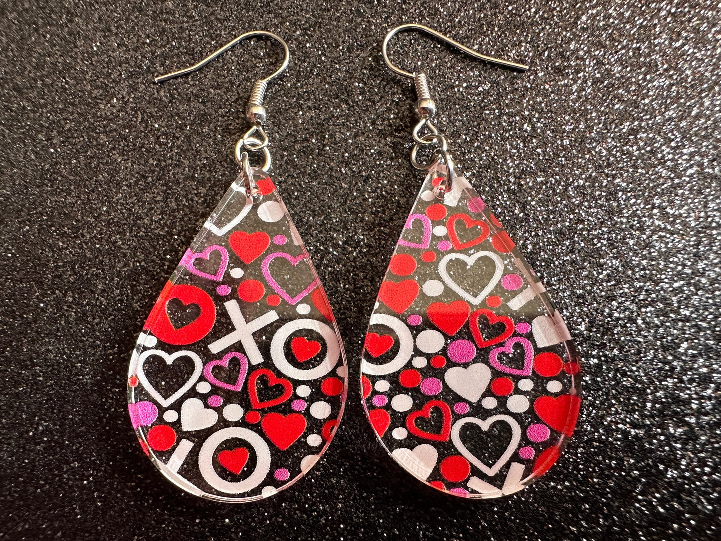 Heart Earrings: Laser Cut Acrylic XO Hearts, Love, Valentines Day, Anniversary, Marriage, Partner, Lover, Vday, Best Gifts for Her/Him/Them