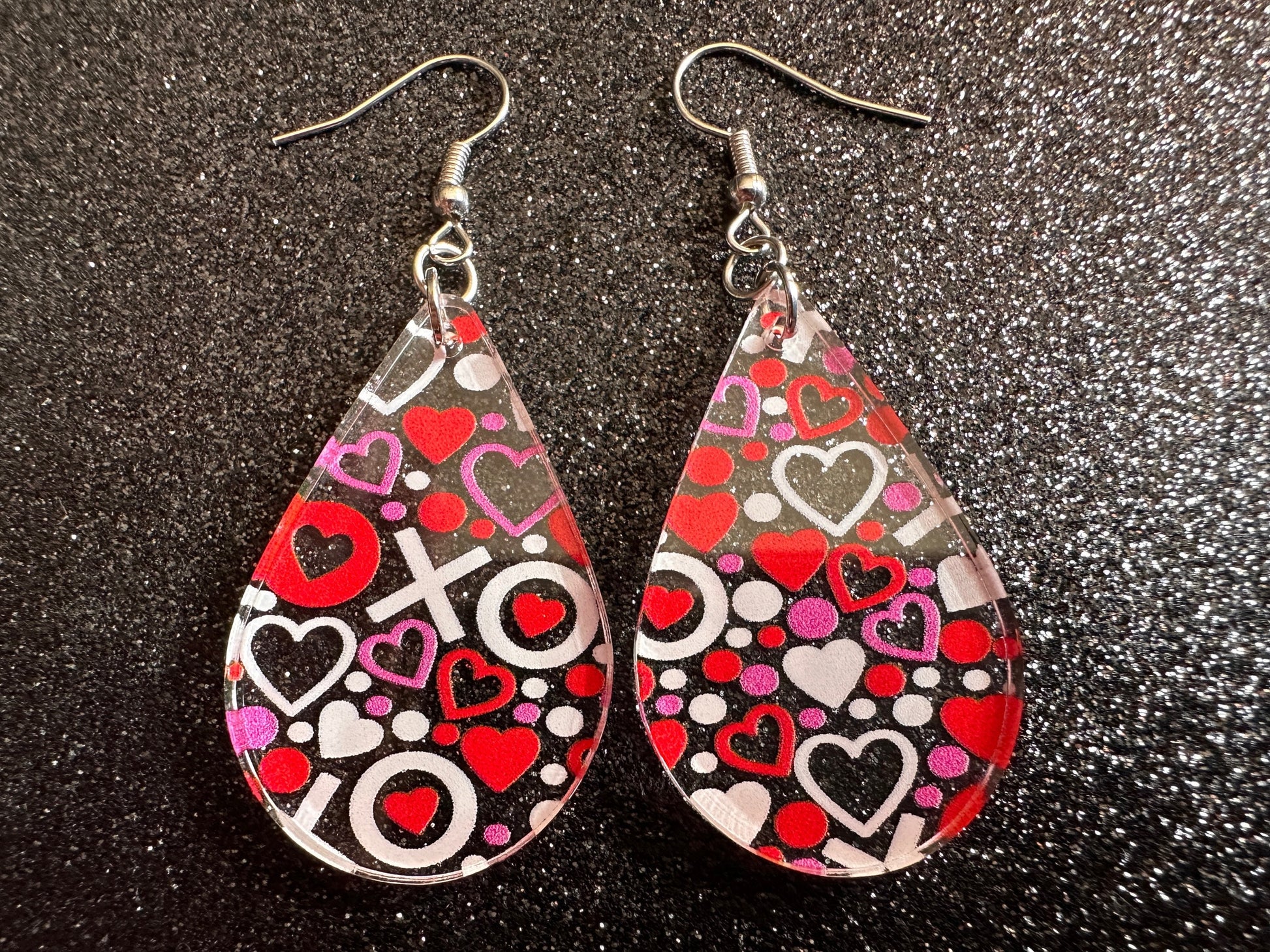 Heart Earrings: Laser Cut Acrylic XO Hearts, Love, Valentines Day, Anniversary, Marriage, Partner, Lover, Vday, Best Gifts for Her/Him/Them