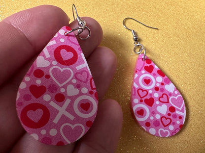 Heart Earrings: Laser Cut Acrylic XO Hearts, Love, Valentines Day, Anniversary, Marriage, Partner, Lover, Vday, Best Gifts for Her/Him/Them