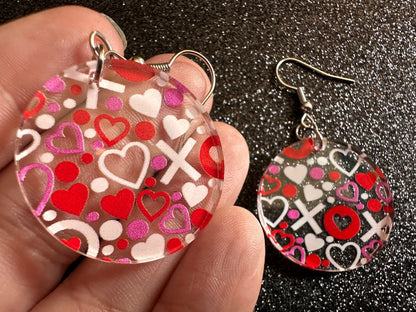 Heart Earrings: Laser Cut Acrylic XO Hearts, Love, Valentines Day, Anniversary, Marriage, Partner, Lover, Vday, Best Gifts for Her/Him/Them
