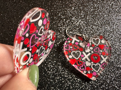 Heart Earrings: Laser Cut Acrylic XO Hearts, Love, Valentines Day, Anniversary, Marriage, Partner, Lover, Vday, Best Gifts for Her/Him/Them