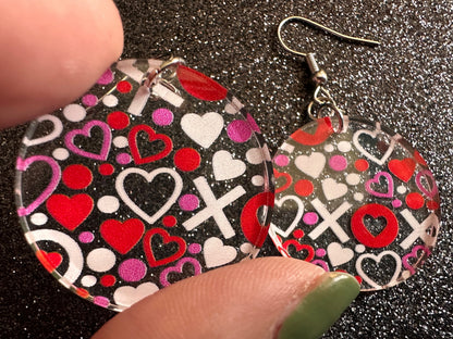 Heart Earrings: Laser Cut Acrylic XO Hearts, Love, Valentines Day, Anniversary, Marriage, Partner, Lover, Vday, Best Gifts for Her/Him/Them