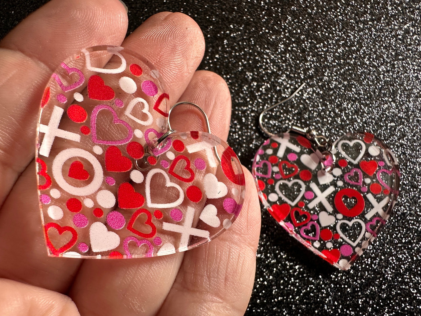 Heart Earrings: Laser Cut Acrylic XO Hearts, Love, Valentines Day, Anniversary, Marriage, Partner, Lover, Vday, Best Gifts for Her/Him/Them
