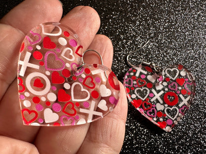 Heart Earrings: Laser Cut Acrylic XO Hearts, Love, Valentines Day, Anniversary, Marriage, Partner, Lover, Vday, Best Gifts for Her/Him/Them