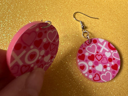 Heart Earrings: Laser Cut Acrylic XO Hearts, Love, Valentines Day, Anniversary, Marriage, Partner, Lover, Vday, Best Gifts for Her/Him/Them