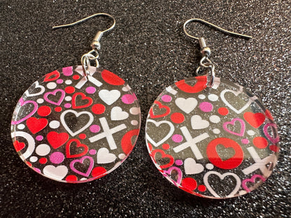 Heart Earrings: Laser Cut Acrylic XO Hearts, Love, Valentines Day, Anniversary, Marriage, Partner, Lover, Vday, Best Gifts for Her/Him/Them