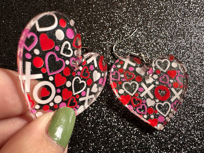 Heart Earrings: Laser Cut Acrylic XO Hearts, Love, Valentines Day, Anniversary, Marriage, Partner, Lover, Vday, Best Gifts for Her/Him/Them