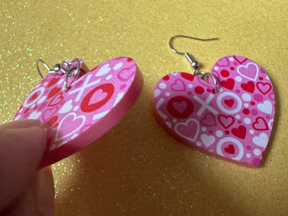Heart Earrings: Laser Cut Acrylic XO Hearts, Love, Valentines Day, Anniversary, Marriage, Partner, Lover, Vday, Best Gifts for Her/Him/Them