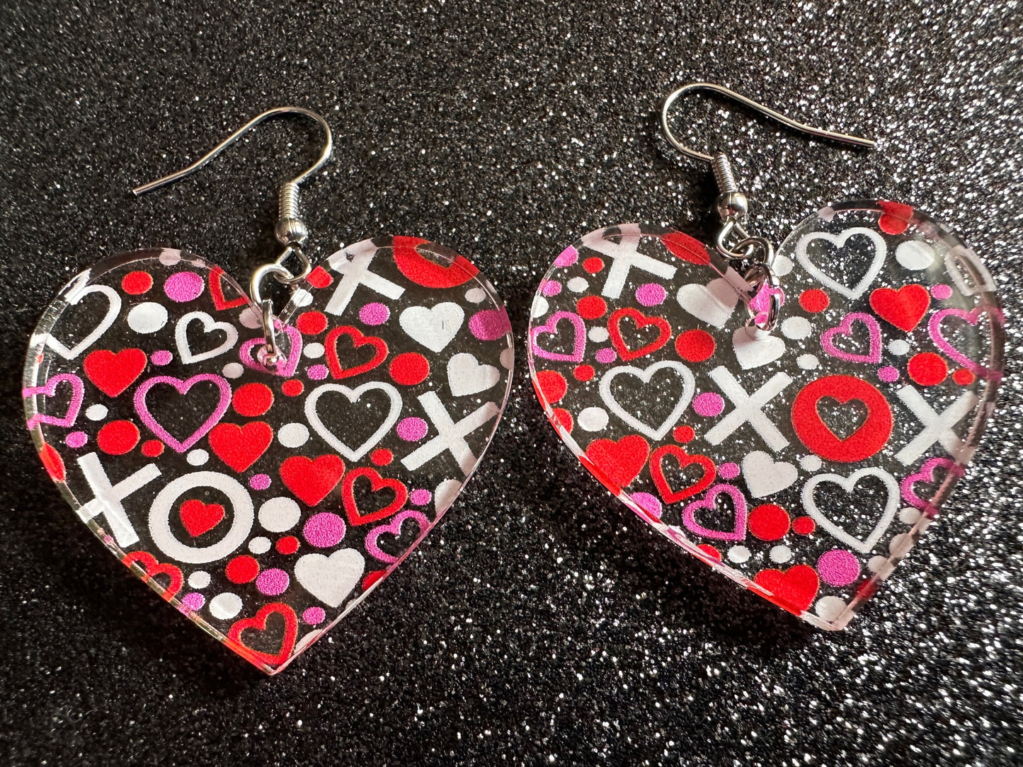 Heart Earrings: Laser Cut Acrylic XO Hearts, Love, Valentines Day, Anniversary, Marriage, Partner, Lover, Vday, Best Gifts for Her/Him/Them