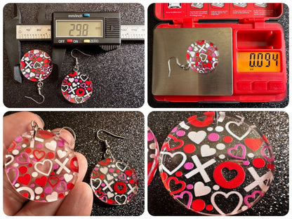 Heart Earrings: Laser Cut Acrylic XO Hearts, Love, Valentines Day, Anniversary, Marriage, Partner, Lover, Vday, Best Gifts for Her/Him/Them