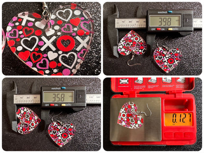 Heart Earrings: Laser Cut Acrylic XO Hearts, Love, Valentines Day, Anniversary, Marriage, Partner, Lover, Vday, Best Gifts for Her/Him/Them