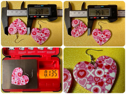 Heart Earrings: Laser Cut Acrylic XO Hearts, Love, Valentines Day, Anniversary, Marriage, Partner, Lover, Vday, Best Gifts for Her/Him/Them