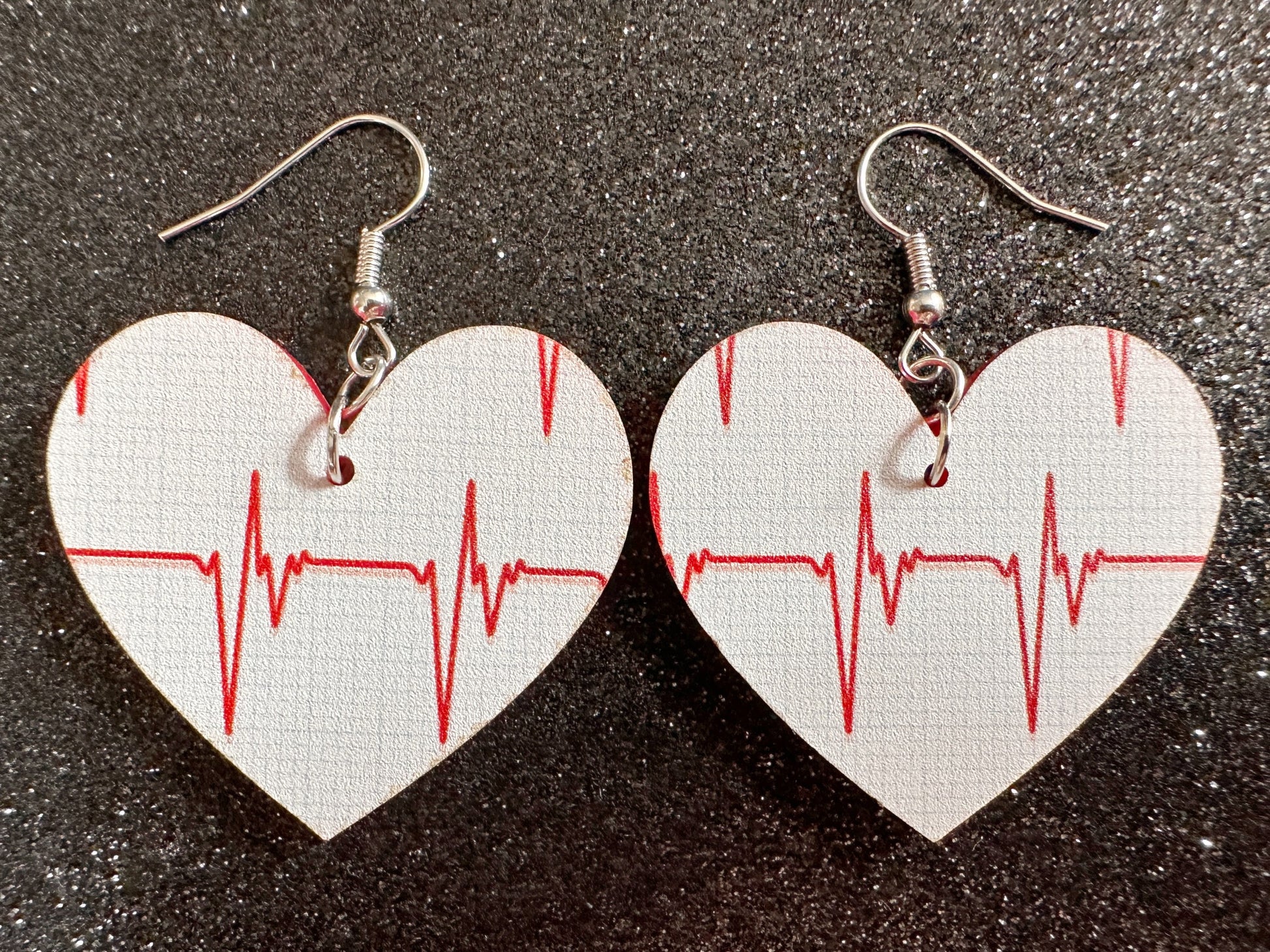 Heart Rate Chart Earrings: Laser Cut Acrylic Earrings, Medical Heart Health, Heart Zone, Nurse, Doctor, Syringe, Best Gifts for Her/Him/Them