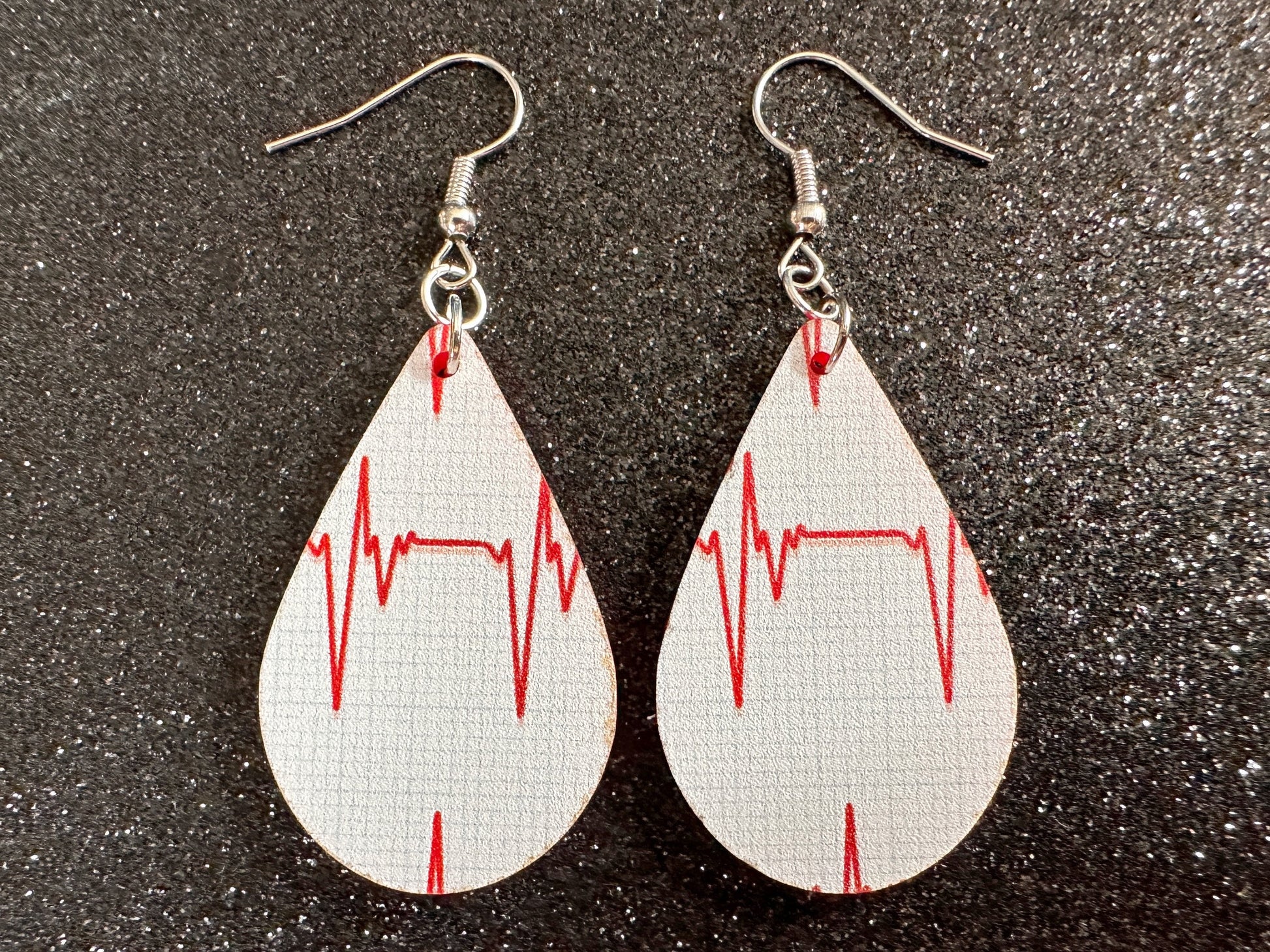 Heart Rate Chart Earrings: Laser Cut Acrylic Earrings, Medical Heart Health, Heart Zone, Nurse, Doctor, Syringe, Best Gifts for Her/Him/Them