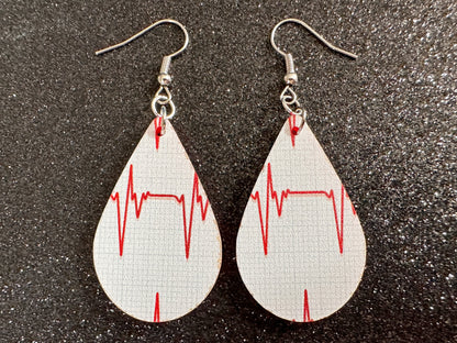 Heart Rate Chart Earrings: Laser Cut Acrylic Earrings, Medical Heart Health, Heart Zone, Nurse, Doctor, Syringe, Best Gifts for Her/Him/Them