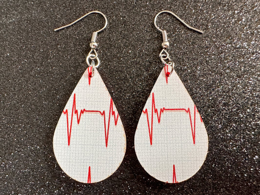 Heart Rate Chart Earrings: Laser Cut Acrylic Earrings, Medical Heart Health, Heart Zone, Nurse, Doctor, Syringe, Best Gifts for Her/Him/Them