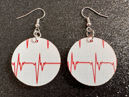 Heart Rate Chart Earrings: Laser Cut Acrylic Earrings, Medical Heart Health, Heart Zone, Nurse, Doctor, Syringe, Best Gifts for Her/Him/Them