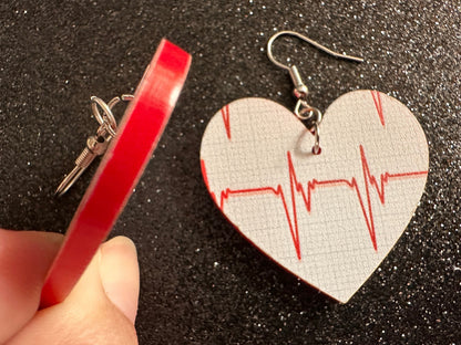 Heart Rate Chart Earrings: Laser Cut Acrylic Earrings, Medical Heart Health, Heart Zone, Nurse, Doctor, Syringe, Best Gifts for Her/Him/Them