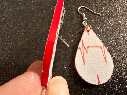 Heart Rate Chart Earrings: Laser Cut Acrylic Earrings, Medical Heart Health, Heart Zone, Nurse, Doctor, Syringe, Best Gifts for Her/Him/Them