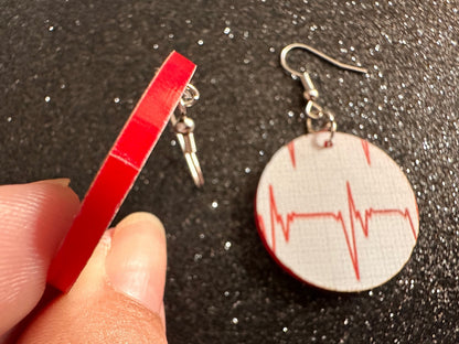 Heart Rate Chart Earrings: Laser Cut Acrylic Earrings, Medical Heart Health, Heart Zone, Nurse, Doctor, Syringe, Best Gifts for Her/Him/Them