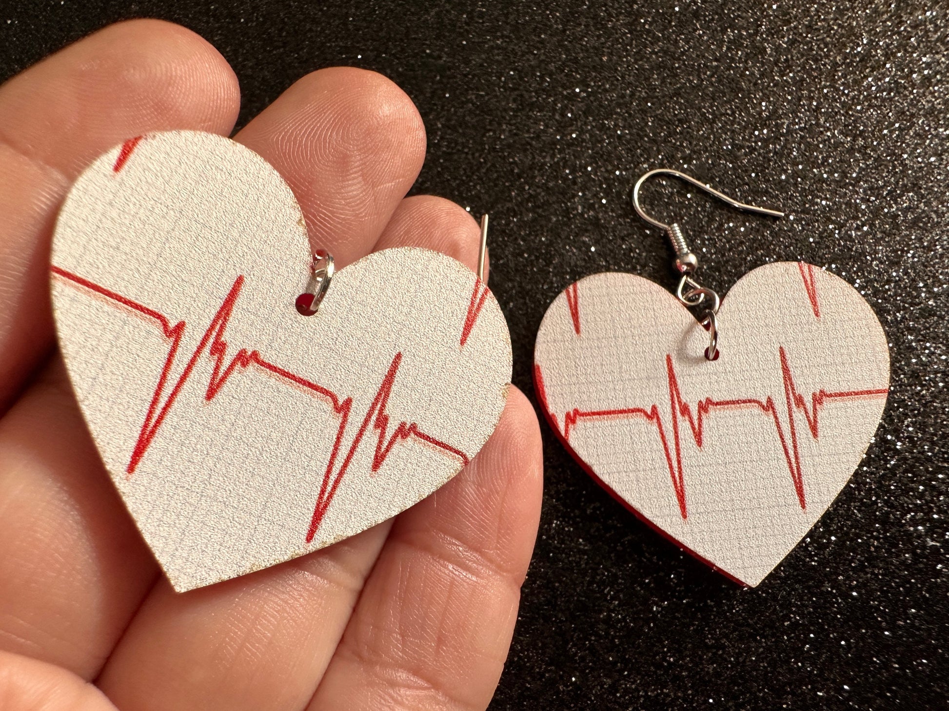 Heart Rate Chart Earrings: Laser Cut Acrylic Earrings, Medical Heart Health, Heart Zone, Nurse, Doctor, Syringe, Best Gifts for Her/Him/Them