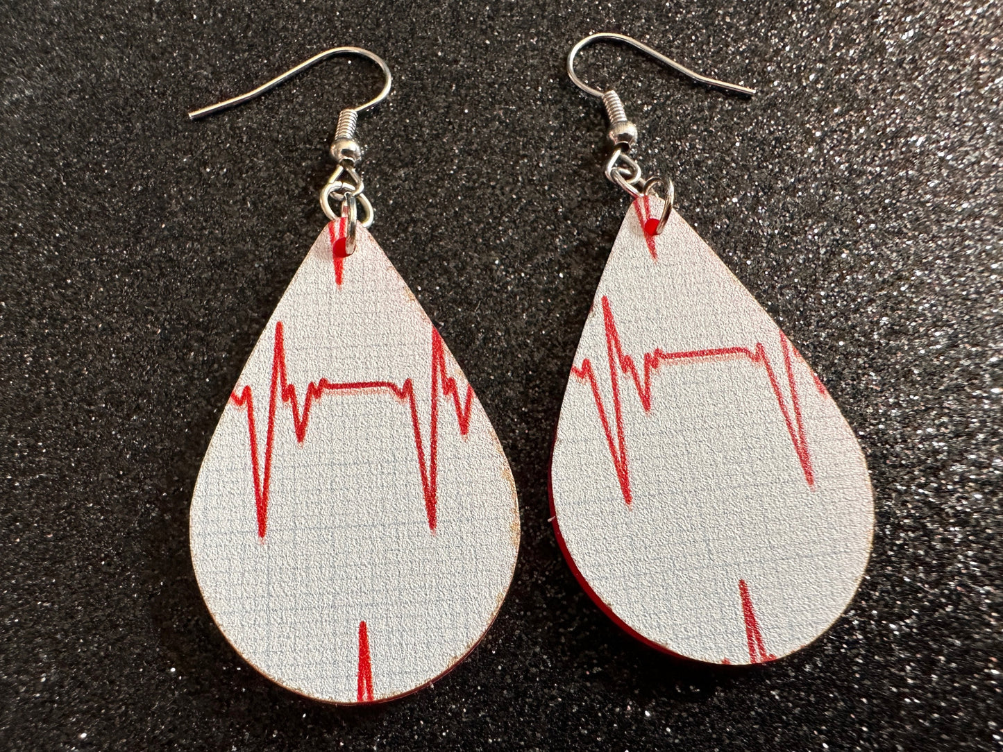 Heart Rate Chart Earrings: Laser Cut Acrylic Earrings, Medical Heart Health, Heart Zone, Nurse, Doctor, Syringe, Best Gifts for Her/Him/Them