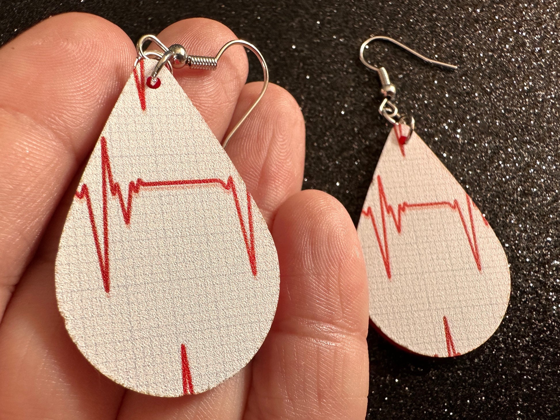 Heart Rate Chart Earrings: Laser Cut Acrylic Earrings, Medical Heart Health, Heart Zone, Nurse, Doctor, Syringe, Best Gifts for Her/Him/Them