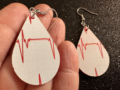 Heart Rate Chart Earrings: Laser Cut Acrylic Earrings, Medical Heart Health, Heart Zone, Nurse, Doctor, Syringe, Best Gifts for Her/Him/Them