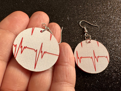 Heart Rate Chart Earrings: Laser Cut Acrylic Earrings, Medical Heart Health, Heart Zone, Nurse, Doctor, Syringe, Best Gifts for Her/Him/Them