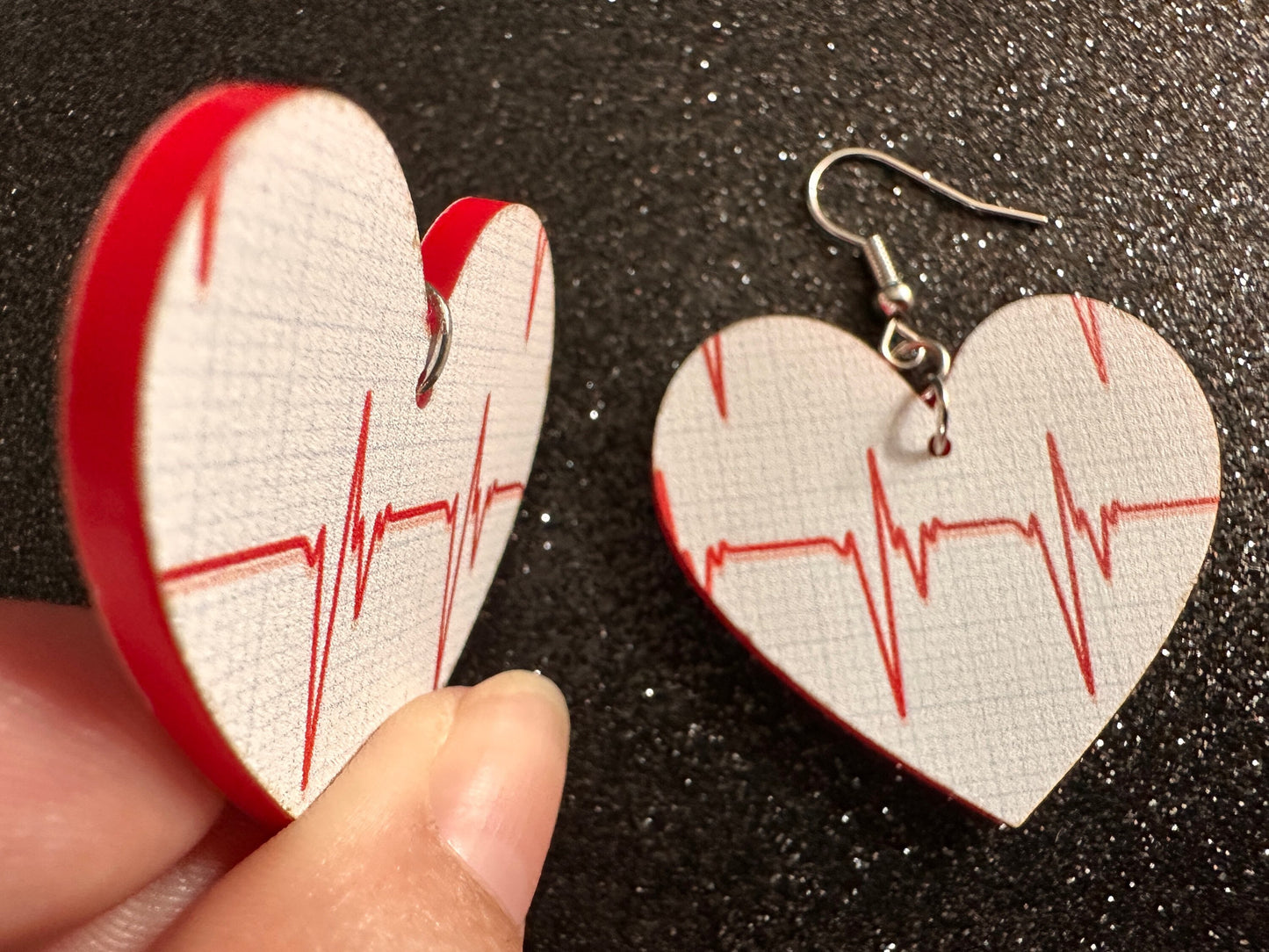 Heart Rate Chart Earrings: Laser Cut Acrylic Earrings, Medical Heart Health, Heart Zone, Nurse, Doctor, Syringe, Best Gifts for Her/Him/Them