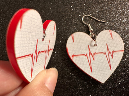 Heart Rate Chart Earrings: Laser Cut Acrylic Earrings, Medical Heart Health, Heart Zone, Nurse, Doctor, Syringe, Best Gifts for Her/Him/Them