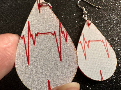 Heart Rate Chart Earrings: Laser Cut Acrylic Earrings, Medical Heart Health, Heart Zone, Nurse, Doctor, Syringe, Best Gifts for Her/Him/Them