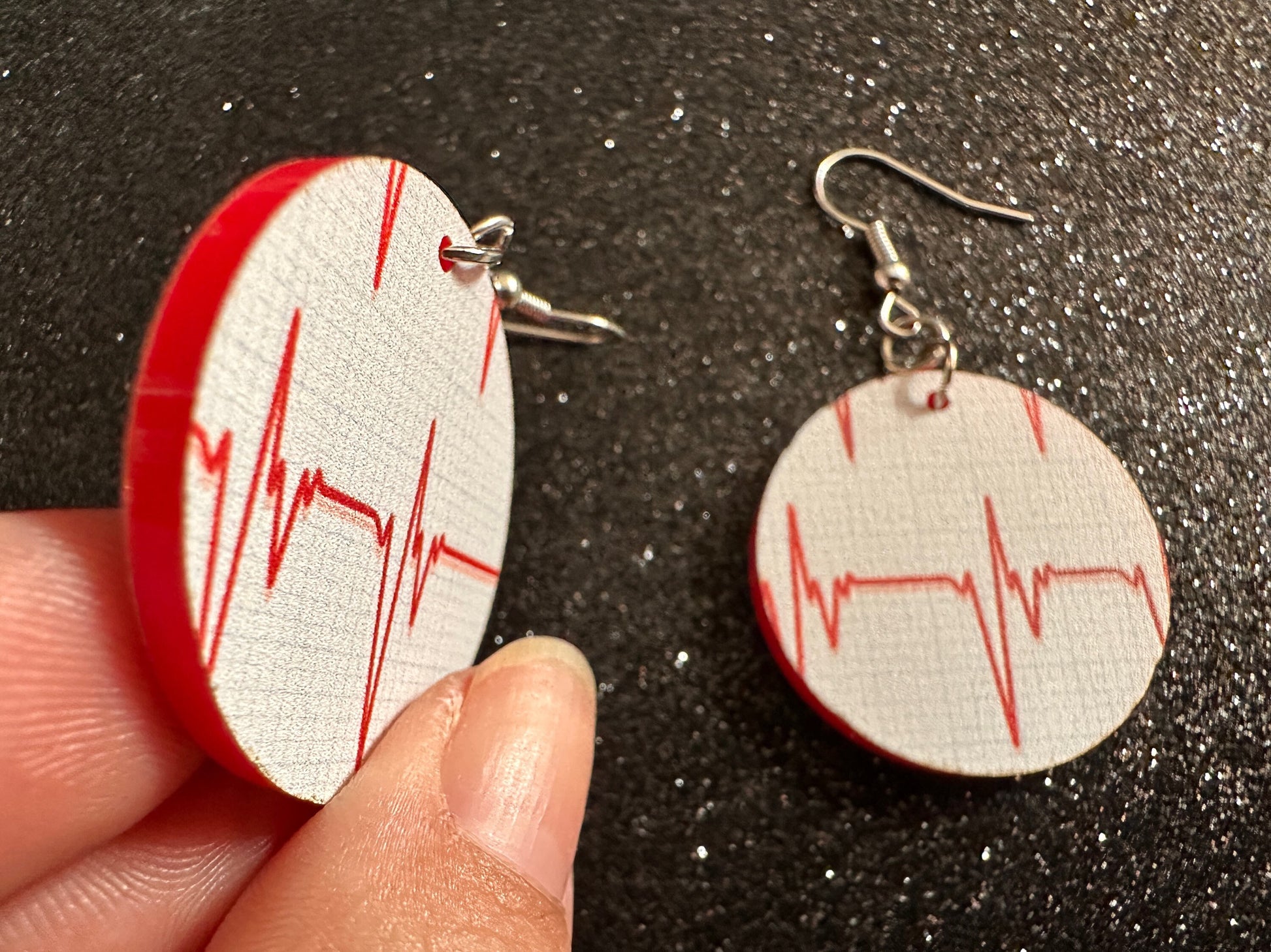 Heart Rate Chart Earrings: Laser Cut Acrylic Earrings, Medical Heart Health, Heart Zone, Nurse, Doctor, Syringe, Best Gifts for Her/Him/Them