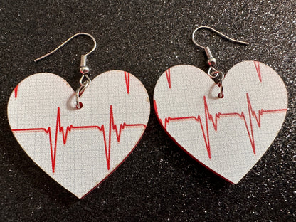 Heart Rate Chart Earrings: Laser Cut Acrylic Earrings, Medical Heart Health, Heart Zone, Nurse, Doctor, Syringe, Best Gifts for Her/Him/Them