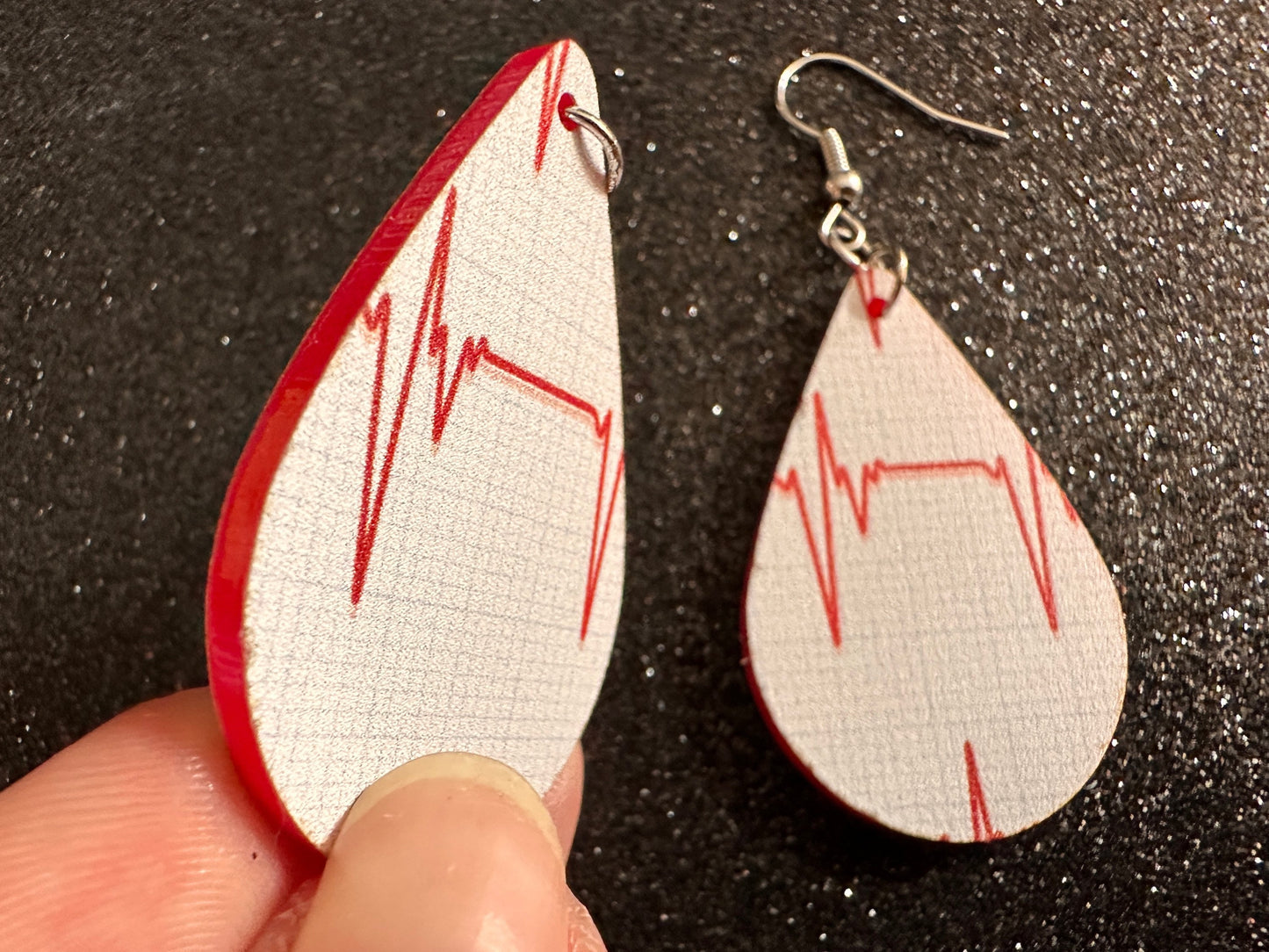 Heart Rate Chart Earrings: Laser Cut Acrylic Earrings, Medical Heart Health, Heart Zone, Nurse, Doctor, Syringe, Best Gifts for Her/Him/Them