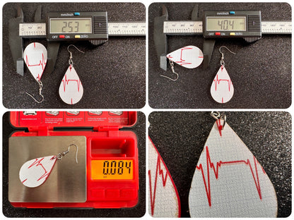 Heart Rate Chart Earrings: Laser Cut Acrylic Earrings, Medical Heart Health, Heart Zone, Nurse, Doctor, Syringe, Best Gifts for Her/Him/Them