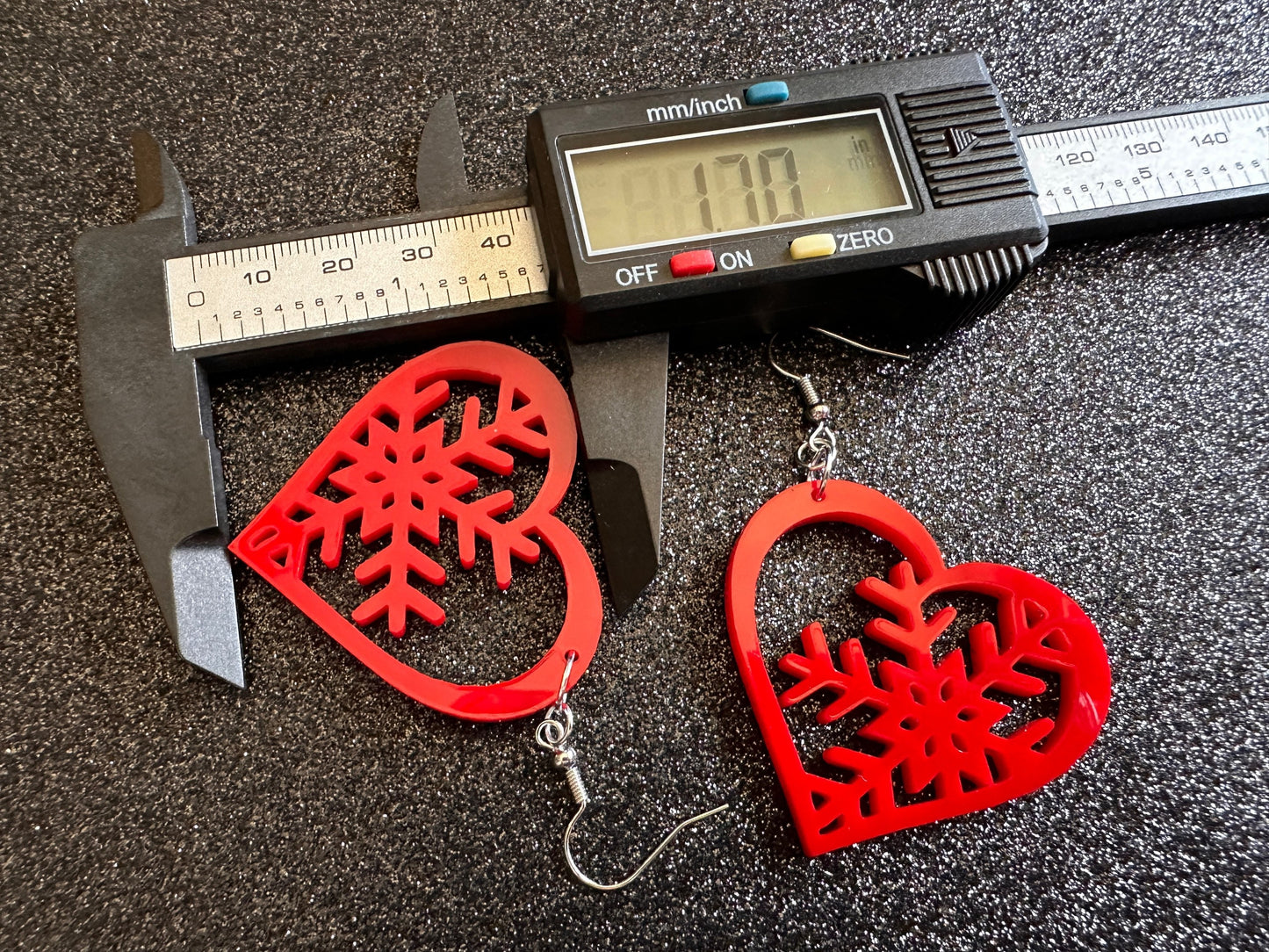 Heart Snowflake Earrings: Laser Cut Acrylic Snowflakes in Hearts, Stormy Weather, Snowing, Love Snow, Winter, Best Gifts for Her/Him/Them