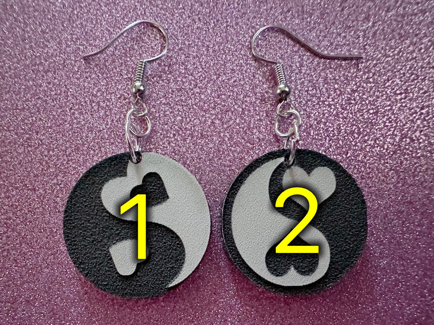 Heart Yin and Yang Earrings: Laser Cut Acrylic Yinyang, Hearts, Yin-Yang, Asian, Buddhist Philosophy, Zen, Best Gifts for Her/Him/Them