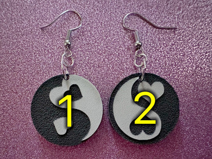Heart Yin and Yang Earrings: Laser Cut Acrylic Yinyang, Hearts, Yin-Yang, Asian, Buddhist Philosophy, Zen, Best Gifts for Her/Him/Them