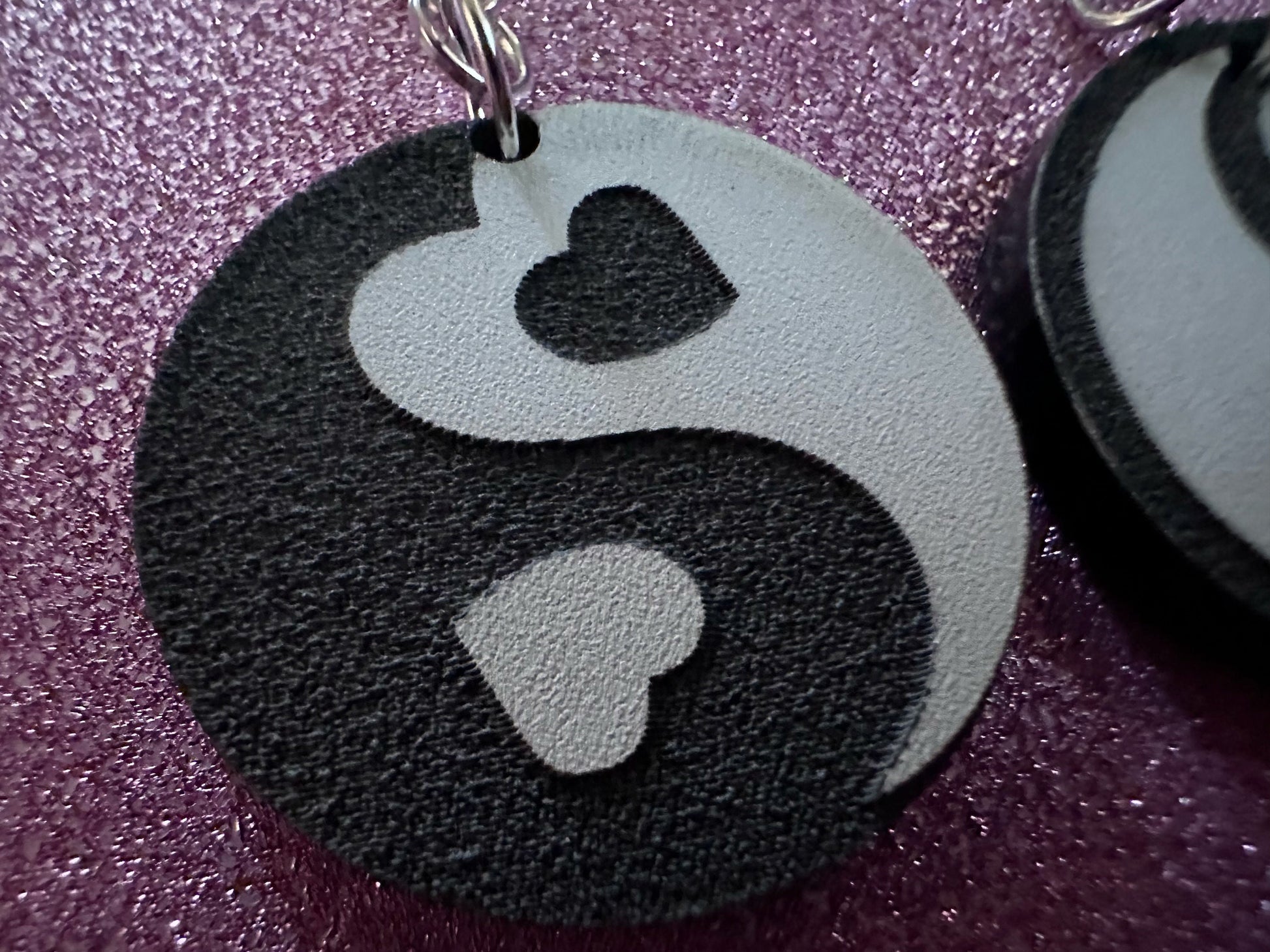 Heart Yin and Yang Earrings: Laser Cut Acrylic Yinyang, Hearts, Yin-Yang, Asian, Buddhist Philosophy, Zen, Best Gifts for Her/Him/Them