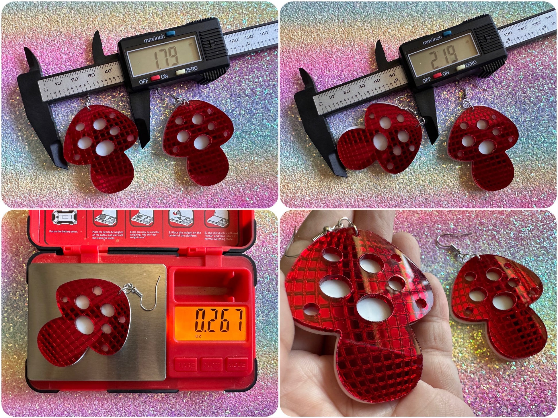 Heavy Disco Amanita Mushroom Earrings: Mirrored Laser Cut Acrylic, Disco Mushrooms, Retro Mush, Celebrate, Mycology, Gifts for Her/Him/Them