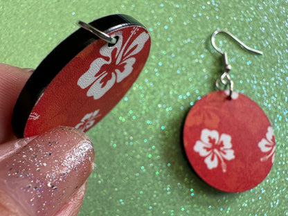 Hibiscus Earrings: Laser Cut Acrylic Flowers, Floral, Flowers, Hawaii, Hawaiian, Tropical, Summer Vibes, Best Gifts for Her/Him/Them